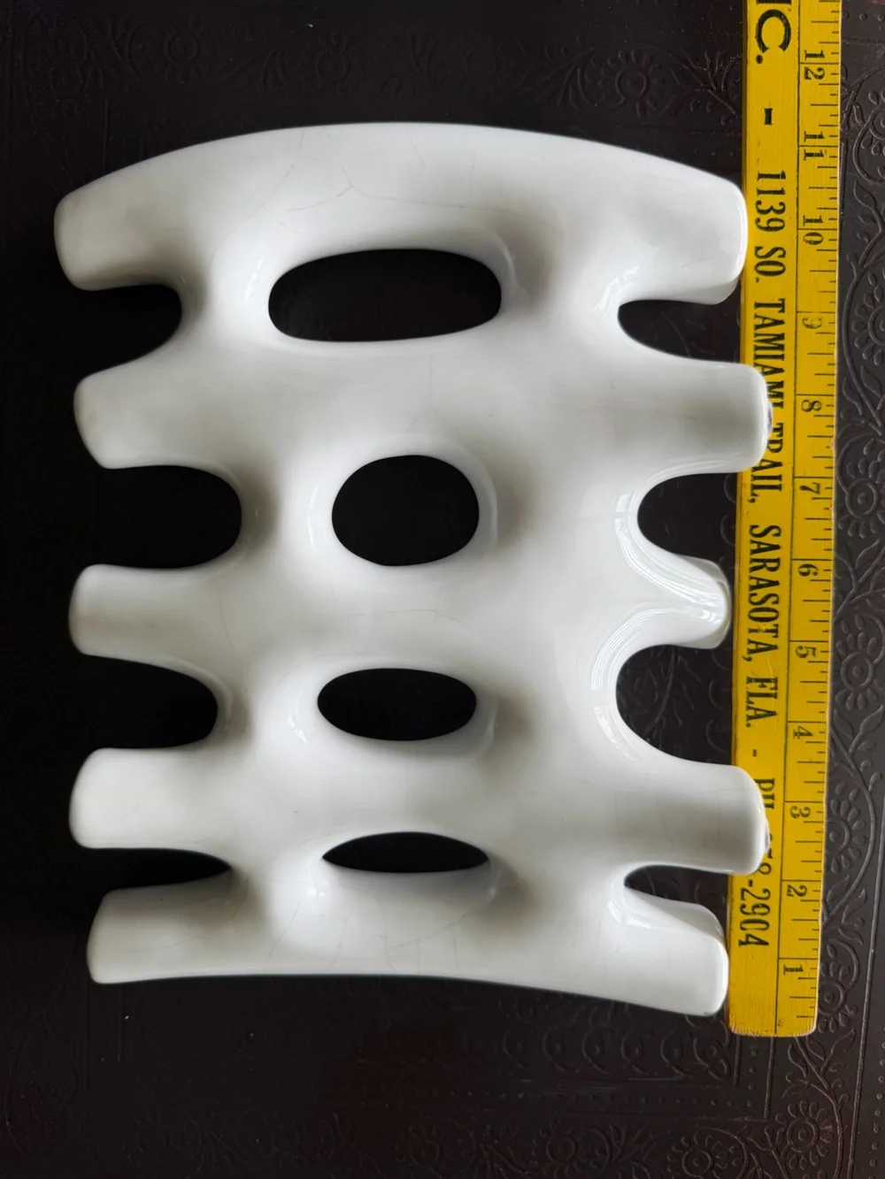 VTG Postmodern White Ceramic Biomorphic Ikebana Vase Sculptural Openwork Pottery